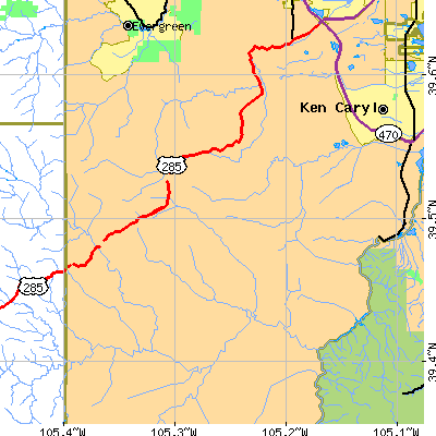 Zip code 80433 close-up map
