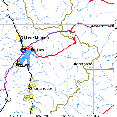 Zip code 80435 close-up map