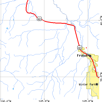 Zip code 80442 close-up map