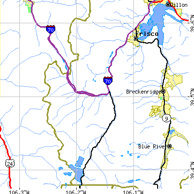 Zip code 80443 close-up map