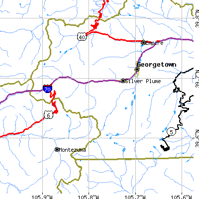 Zip code 80444 close-up map