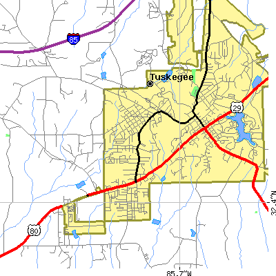 Zip code 36088 close-up map