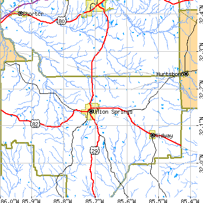 Zip code 36089 close-up map
