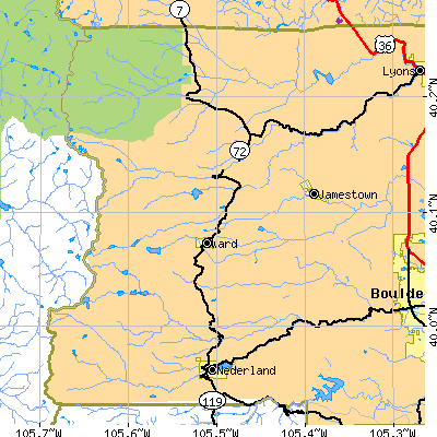 Zip code 80481 close-up map