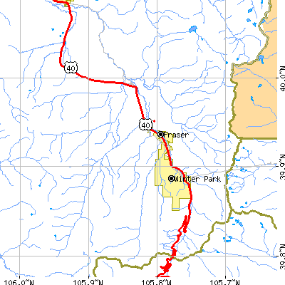 Zip code 80482 close-up map