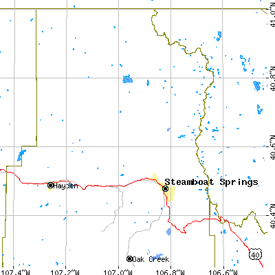 Zip code 80487 close-up map