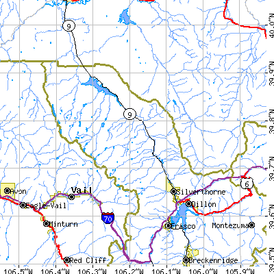 Zip code 80498 close-up map