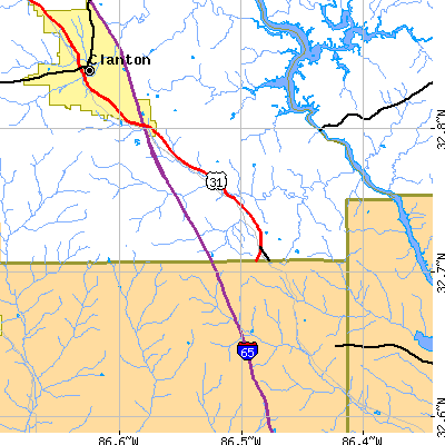 Zip code 36091 close-up map