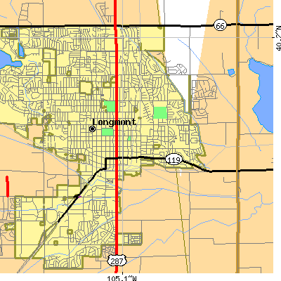Zip code 80501 close-up map