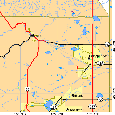 Zip code 80503 close-up map