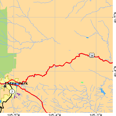 Zip code 80515 close-up map