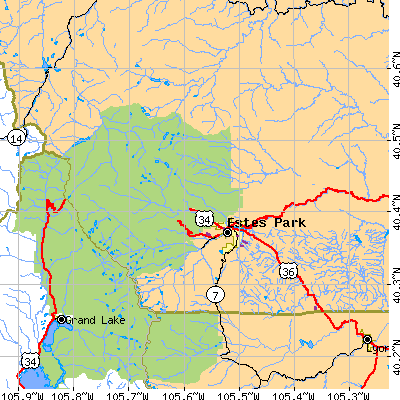 Zip code 80517 close-up map