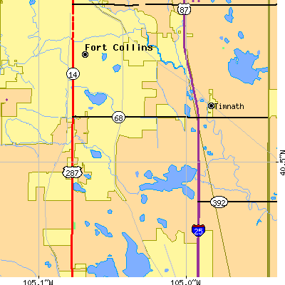 Zip code 80525 close-up map