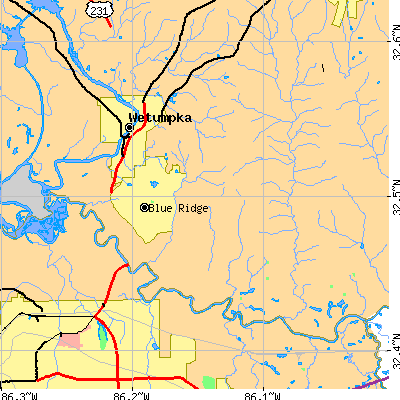 Zip code 36093 close-up map