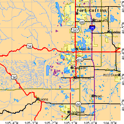 Zip code 80537 close-up map