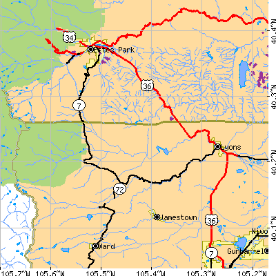 Zip code 80540 close-up map