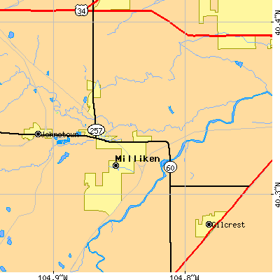 Zip code 80543 close-up map
