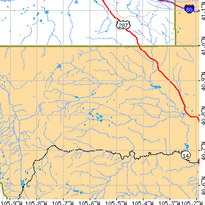 Zip code 80545 close-up map