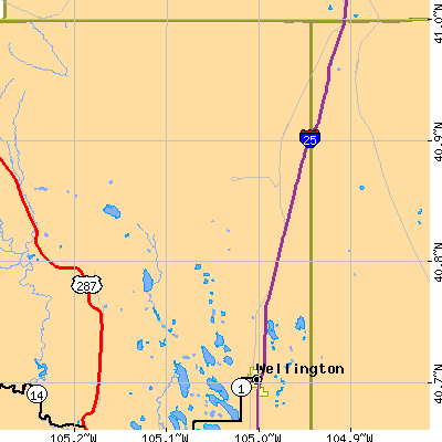 Zip code 80549 close-up map