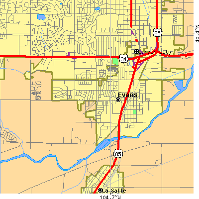 Zip code 80620 close-up map
