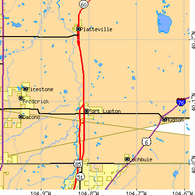 Zip code 80621 close-up map