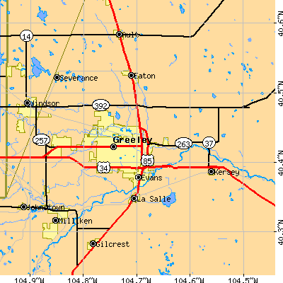 Zip code 80631 close-up map