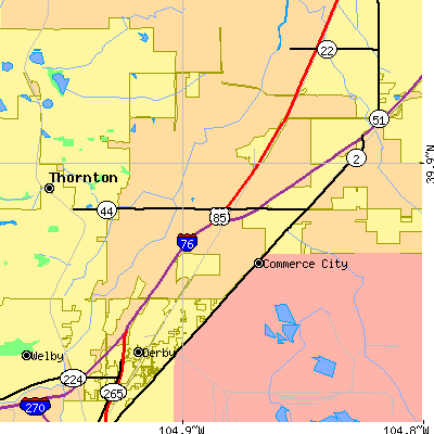Zip code 80640 close-up map