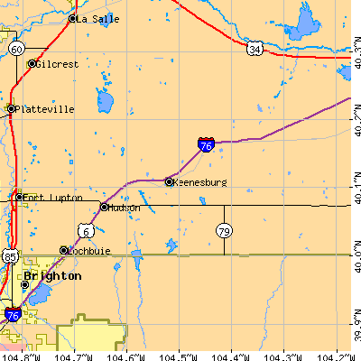 Zip code 80642 close-up map