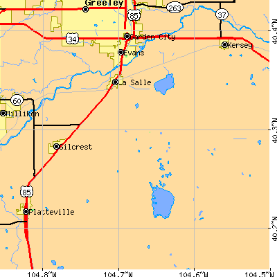 Zip code 80645 close-up map
