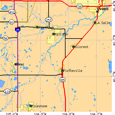 Zip code 80651 close-up map