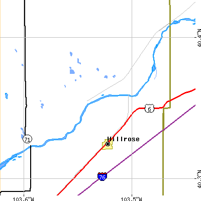 Zip code 80733 close-up map