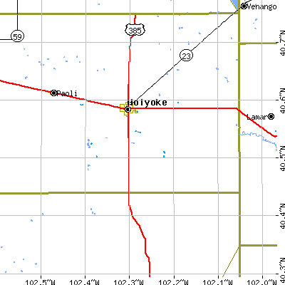Zip code 80734 close-up map