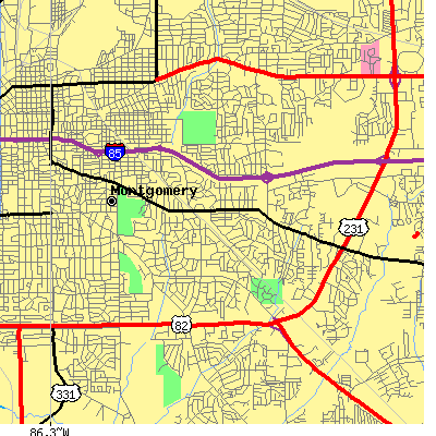 Zip code 36106 close-up map
