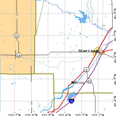 Zip code 80741 close-up map