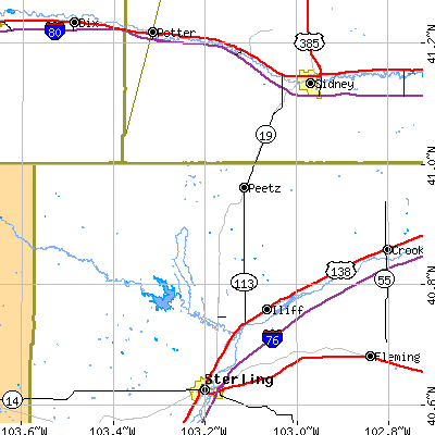 Zip code 80747 close-up map