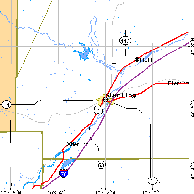 Zip code 80751 close-up map