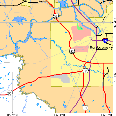 Zip code 36108 close-up map