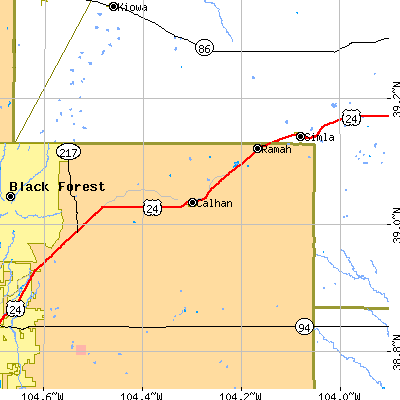Zip code 80808 close-up map