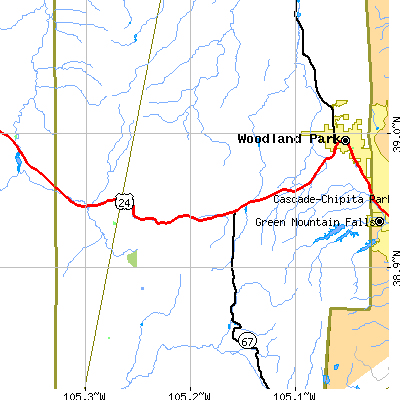 Zip code 80814 close-up map