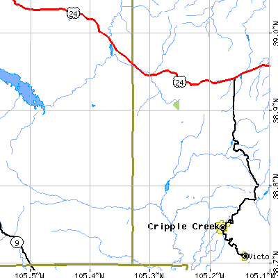 Zip code 80816 close-up map