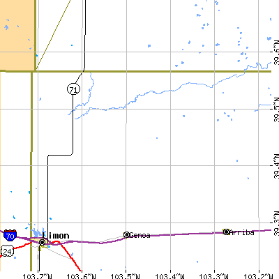 Zip code 80818 close-up map