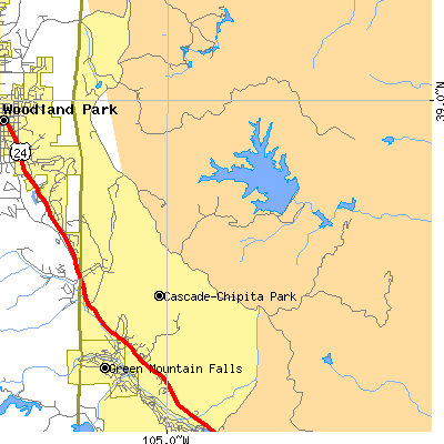 Zip code 80819 close-up map