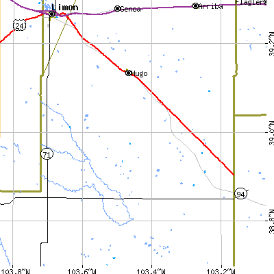 Zip code 80821 close-up map