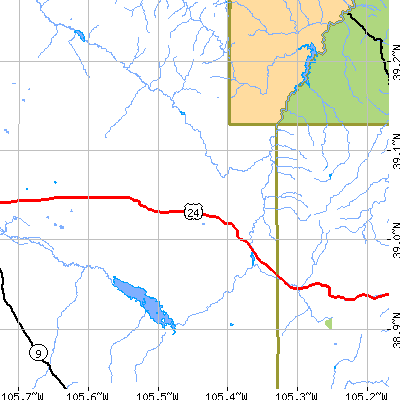 Zip code 80827 close-up map