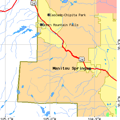 Zip code 80829 close-up map