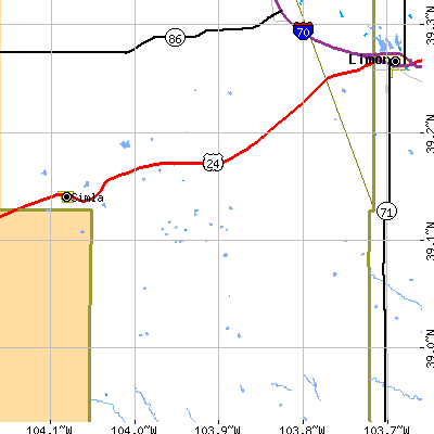 Zip code 80830 close-up map