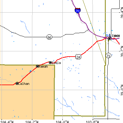 Zip code 80832 close-up map