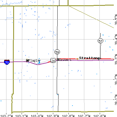 Zip code 80834 close-up map