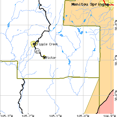 Zip code 80860 close-up map