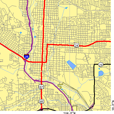 Zip code 80903 close-up map